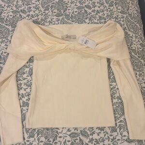 LOFT Cream Off-Shoulder Top
